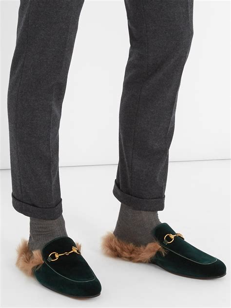 gucci princetown loafers fur